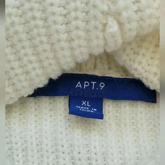 APT 9 cowl neck sweater, cream/gray/black turtleneck knit oversized sz XL - Picture 8 of 8